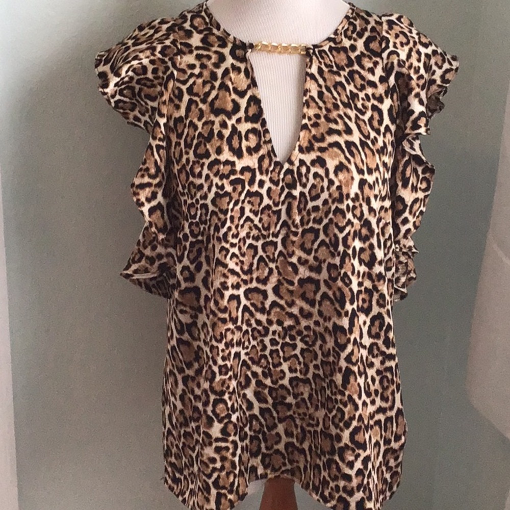 MICHAEL Michael Kors Animal Print Ruffle Blouse